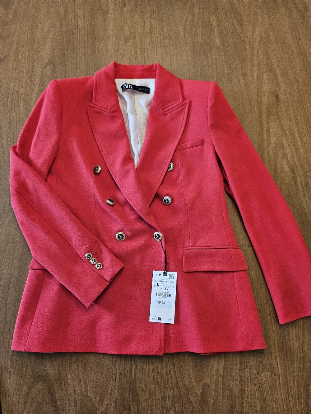 ZARA Cool Red Double-Breasted Blazer Size Large New With Tags🔥